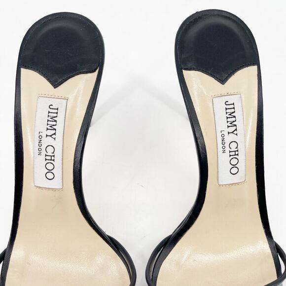 Jimmy Choo Black Saskia 85 Embellished Floral PVC Slip-On Sandal Heels IT 39.5 - Picture 7 of 11